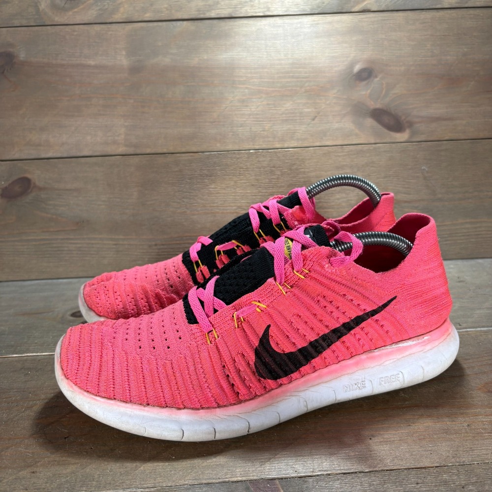 Nike Free RN Flyknit Womens size 9.5 shoes Pink Lace Up Lightweight sneakers